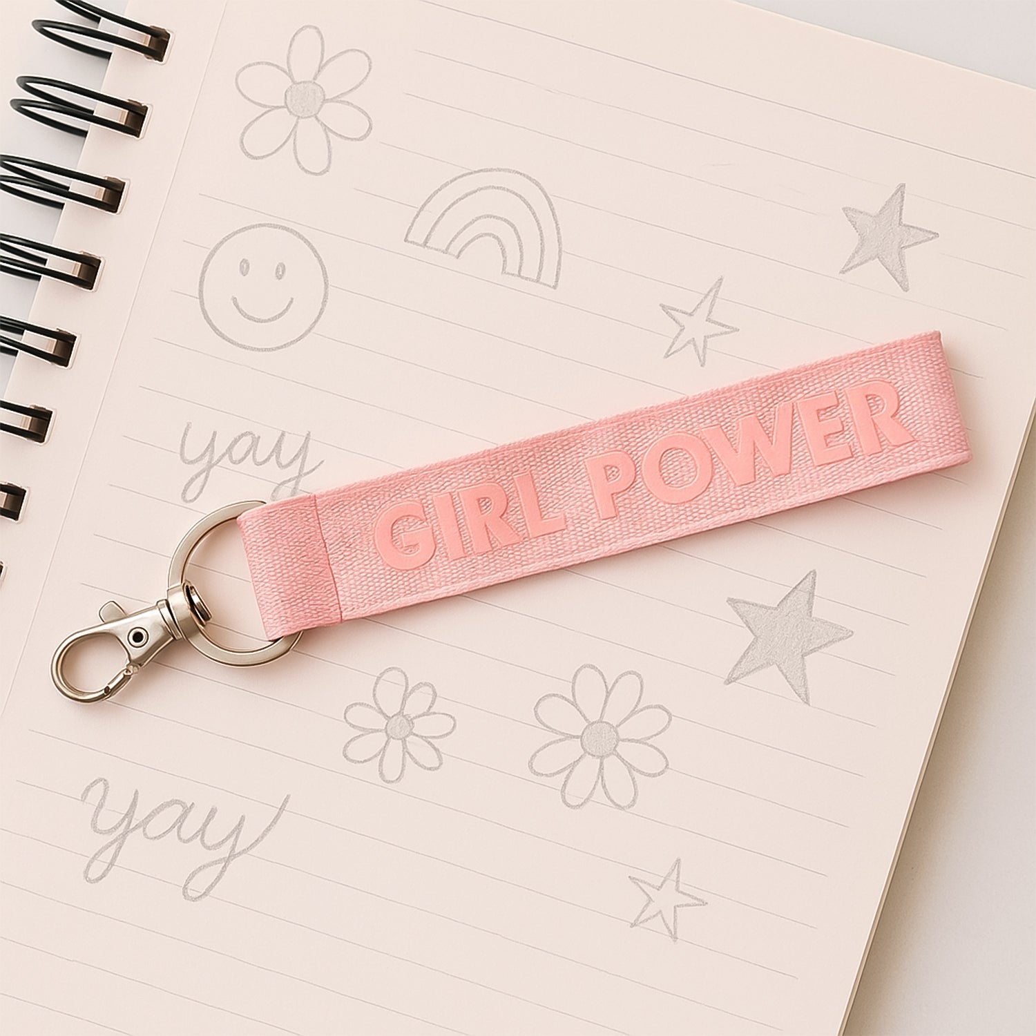 Fashion Keyring with Pink GIRL POWER Strap Fashion Keyring with Pink GIRL POWER Strap